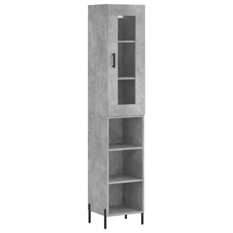 Buffet haut Gris béton 34,5x34x180 cm Bois d'ingénierie - 2