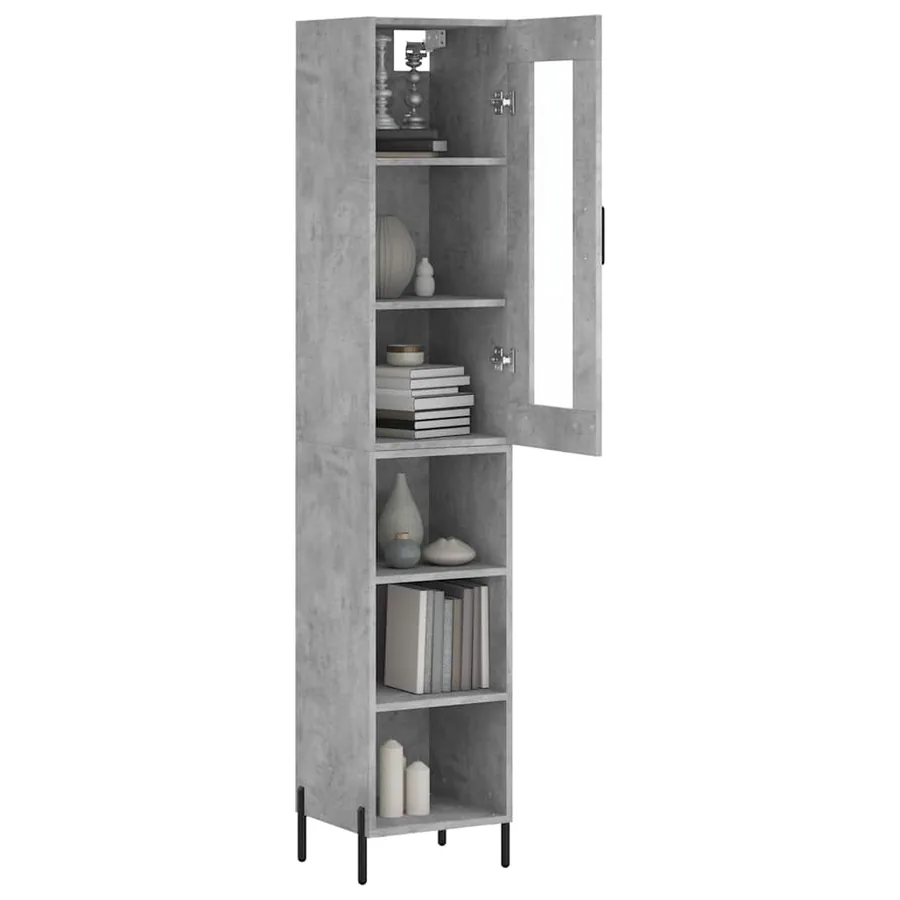 Buffet haut Gris béton 34,5x34x180 cm Bois d'ingénierie - 3