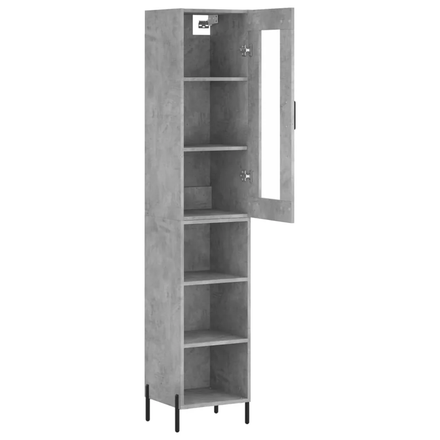 Buffet haut Gris béton 34,5x34x180 cm Bois d'ingénierie - 4