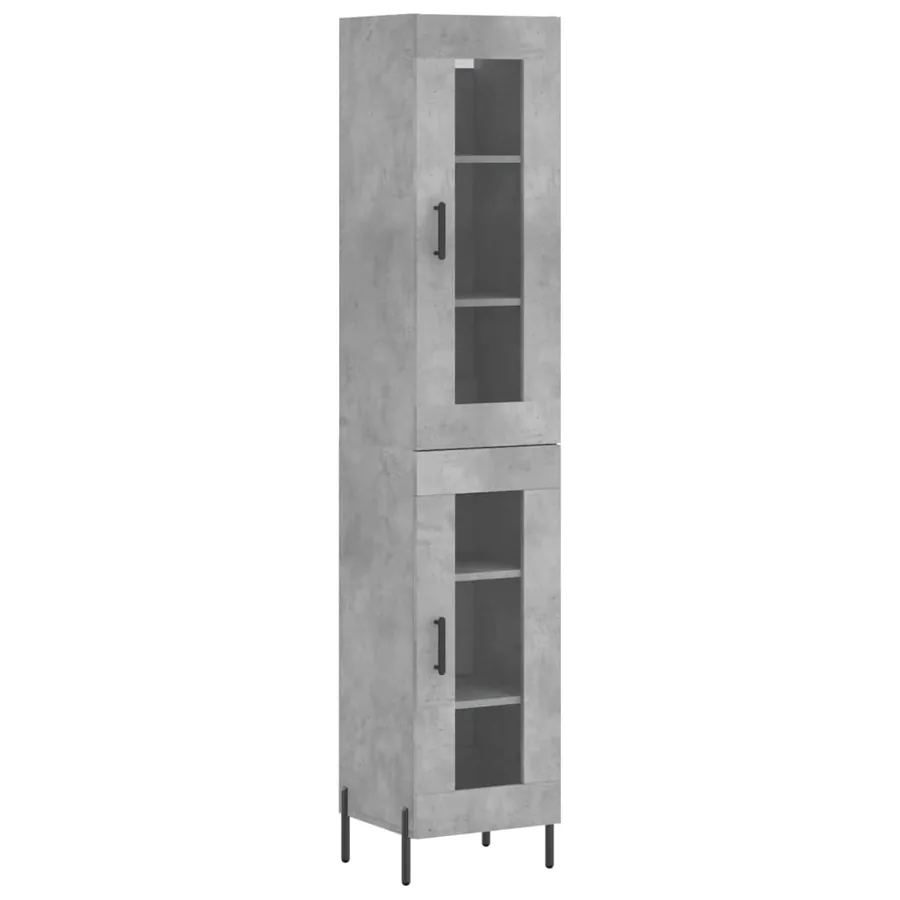 Buffet haut Gris béton 34,5x34x180 cm Bois d'ingénierie - 2