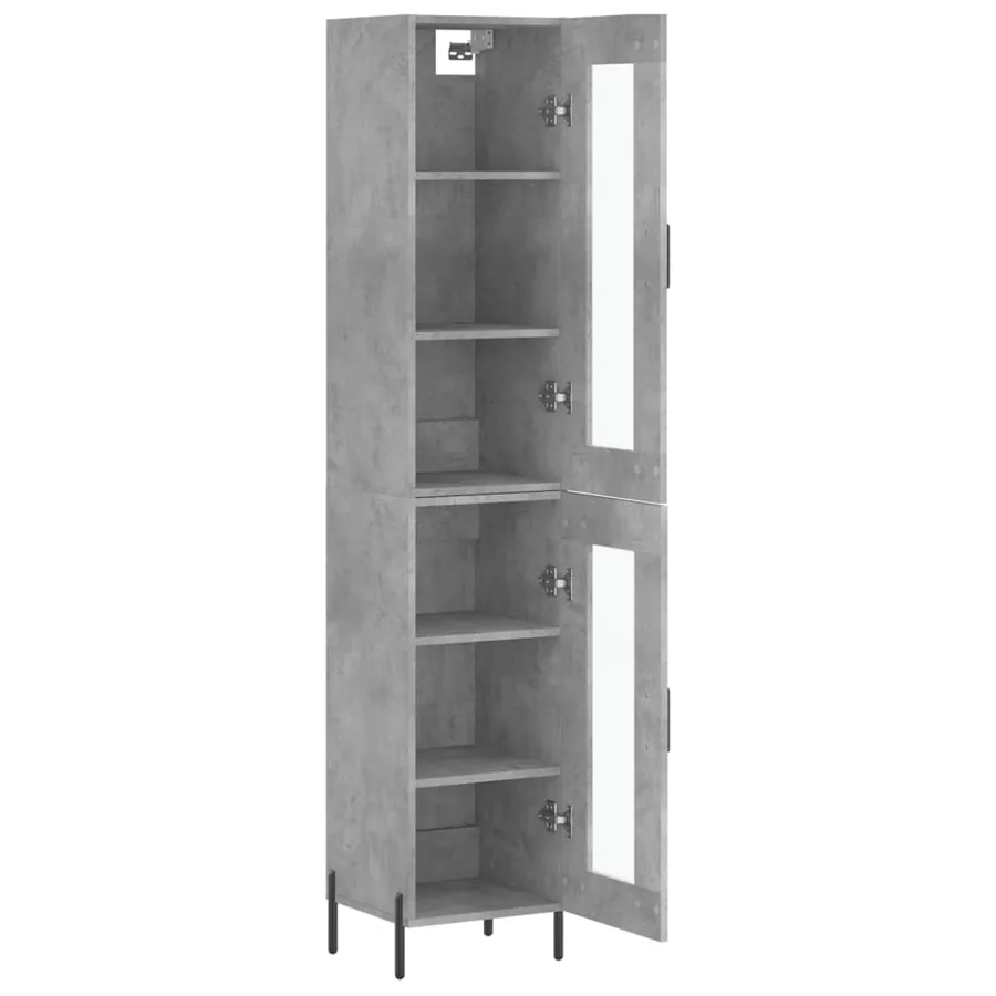 Buffet haut Gris béton 34,5x34x180 cm Bois d'ingénierie - 4