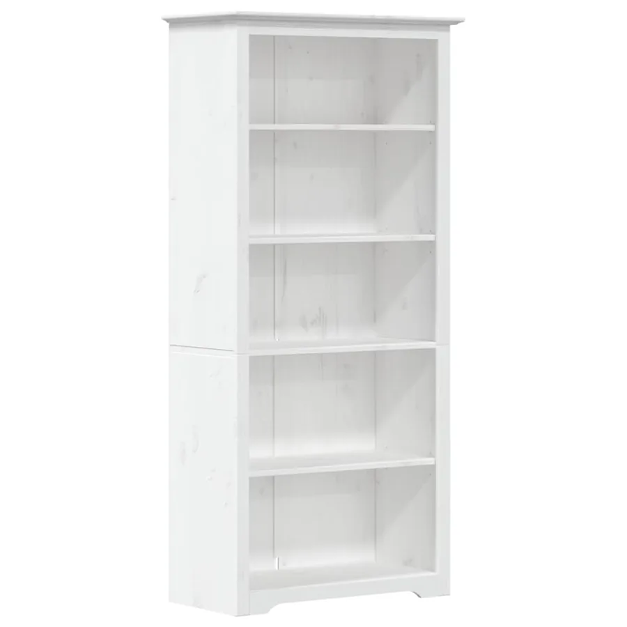 Bibliothèque BODO blanc 82x40x173 cm bois pin massif 5 niveaux - 2