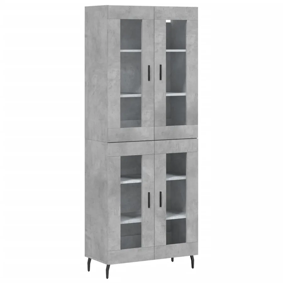 Buffet haut Gris béton 69,5x34x180 cm Bois d'ingénierie - 2