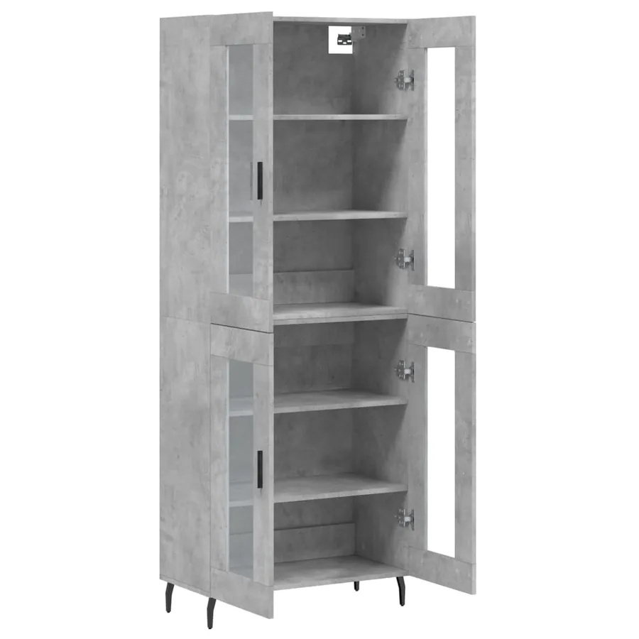 Buffet haut Gris béton 69,5x34x180 cm Bois d'ingénierie - 4