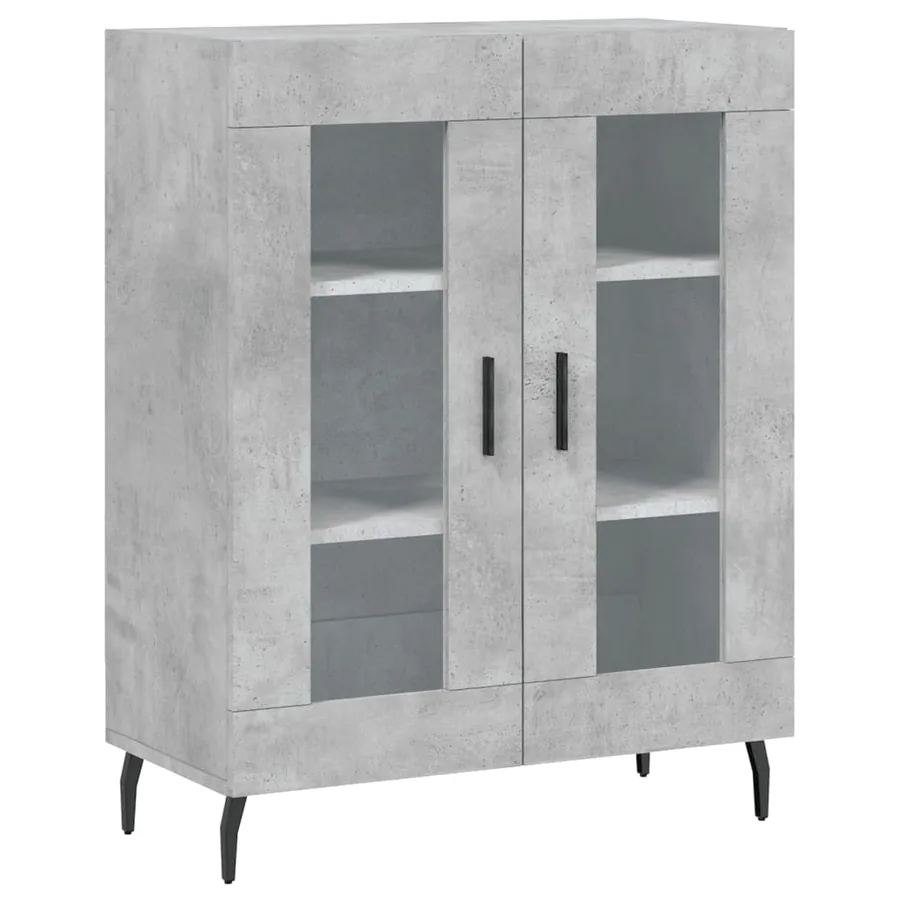 Buffet haut Gris béton 69,5x34x180 cm Bois d'ingénierie - 7