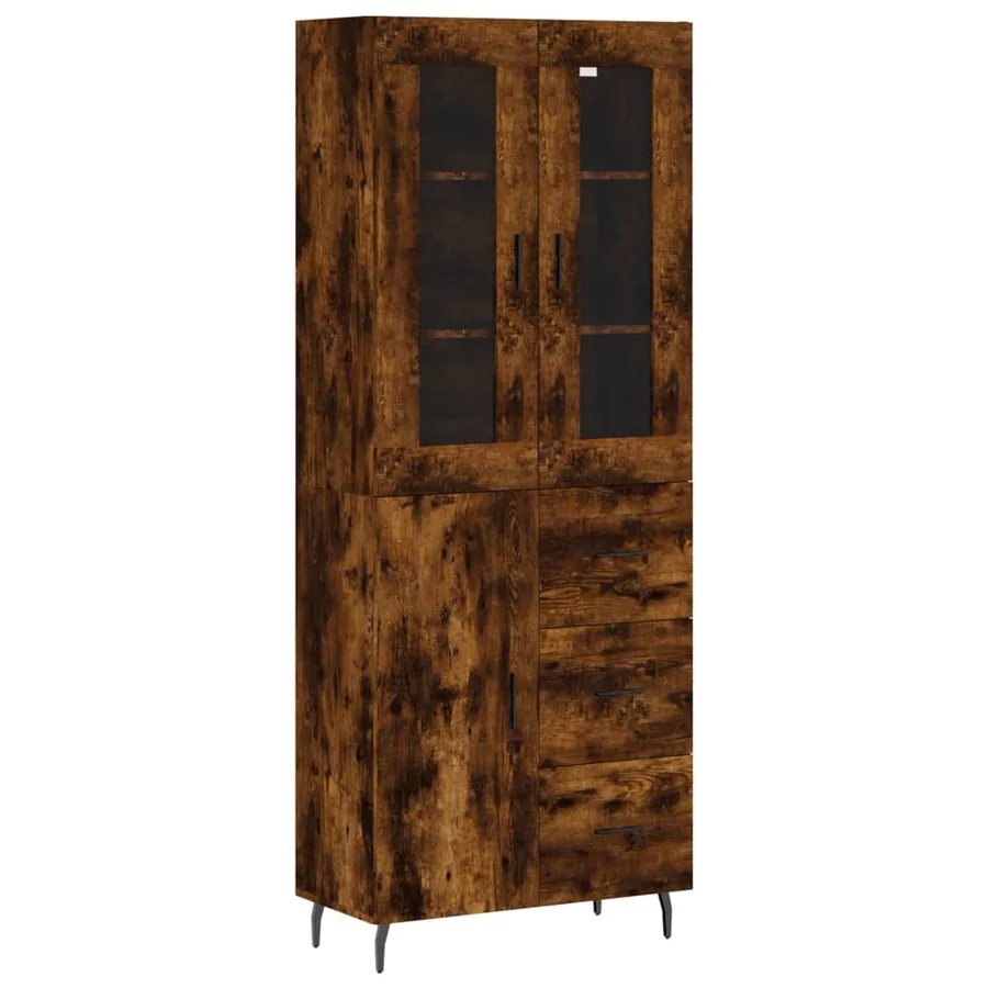 Buffet haut Chêne fumé 69,5x34x180 cm Bois d'ingénierie - 2