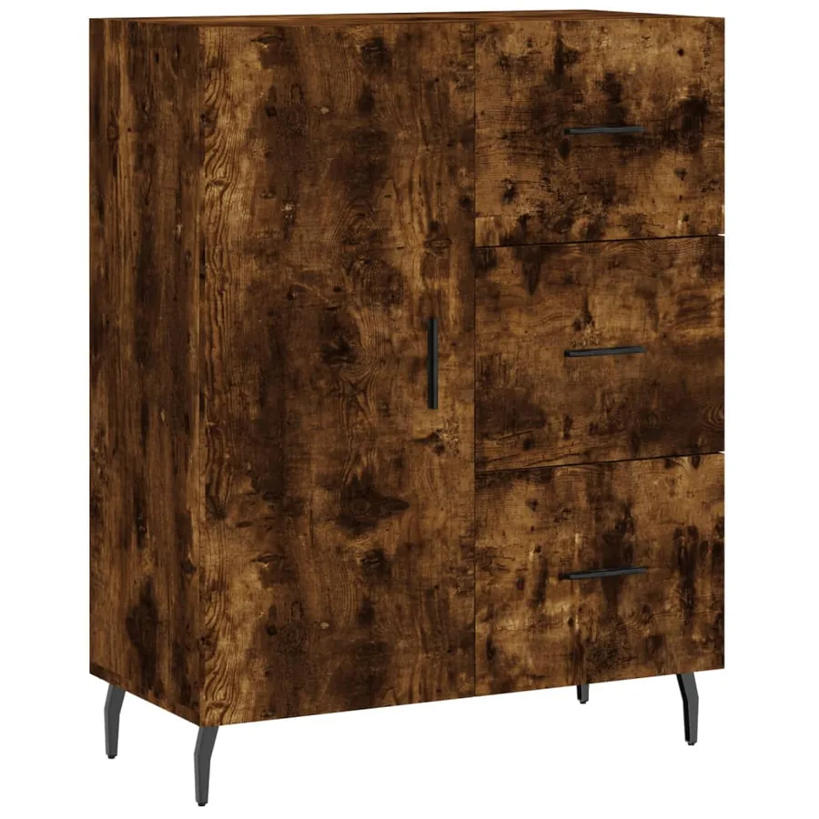 Buffet haut Chêne fumé 69,5x34x180 cm Bois d'ingénierie - 7