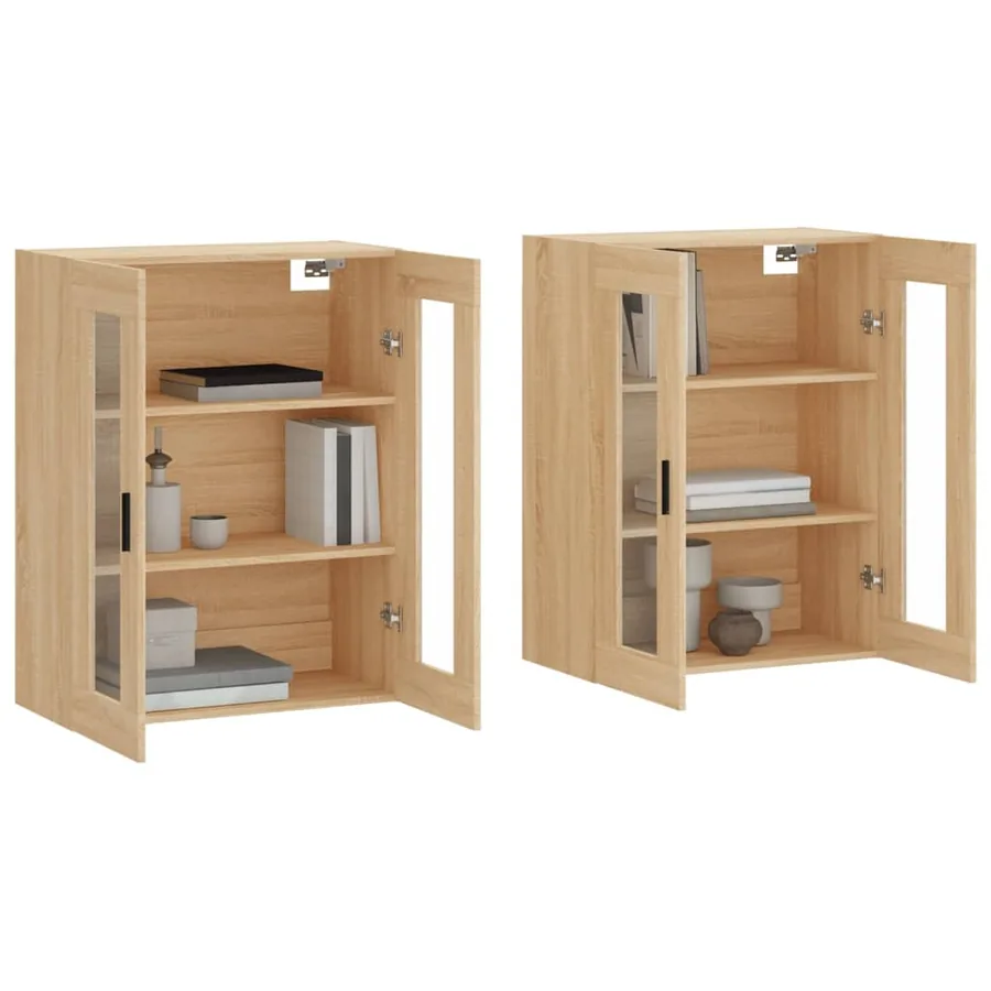 Armoires murales 2 pcs chêne sonoma bois d'ingénierie - 3