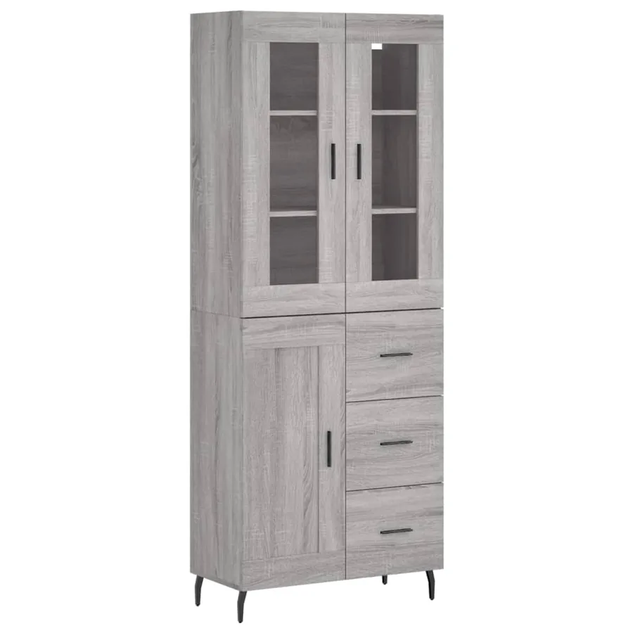 Buffet haut Sonoma gris 69,5x34x180 cm Bois d'ingénierie - 2
