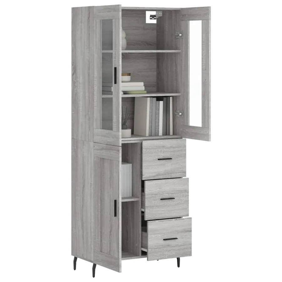 Buffet haut Sonoma gris 69,5x34x180 cm Bois d'ingénierie - 3