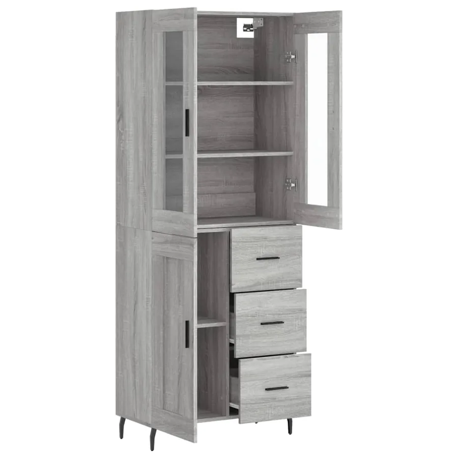 Buffet haut Sonoma gris 69,5x34x180 cm Bois d'ingénierie - 4