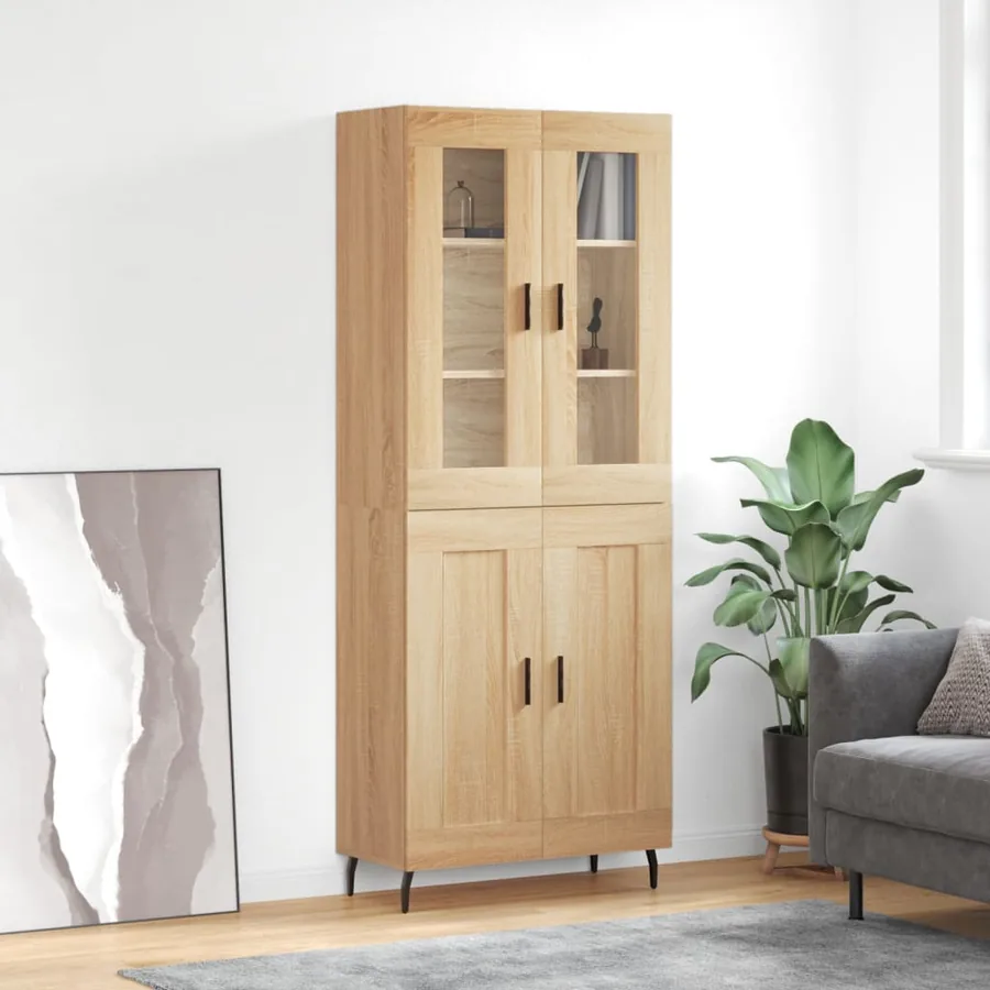 Buffet haut Chêne sonoma 69,5x34x180 cm Bois d'ingénierie