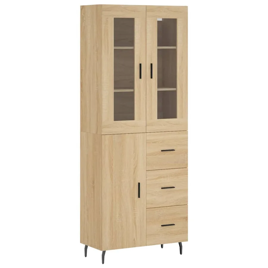 Buffet haut Chêne sonoma 69,5x34x180 cm Bois d'ingénierie - 2