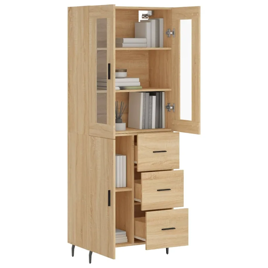 Buffet haut Chêne sonoma 69,5x34x180 cm Bois d'ingénierie - 3