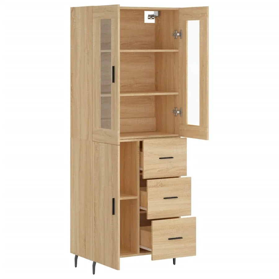 Buffet haut Chêne sonoma 69,5x34x180 cm Bois d'ingénierie - 4