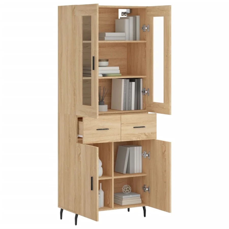 Buffet haut Chêne sonoma 69,5x34x180 cm Bois d'ingénierie - 3