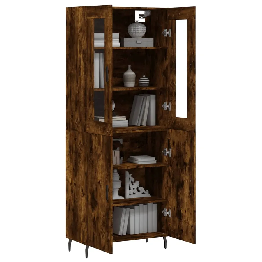 Buffet haut Chêne fumé 69,5x34x180 cm Bois d'ingénierie - 3