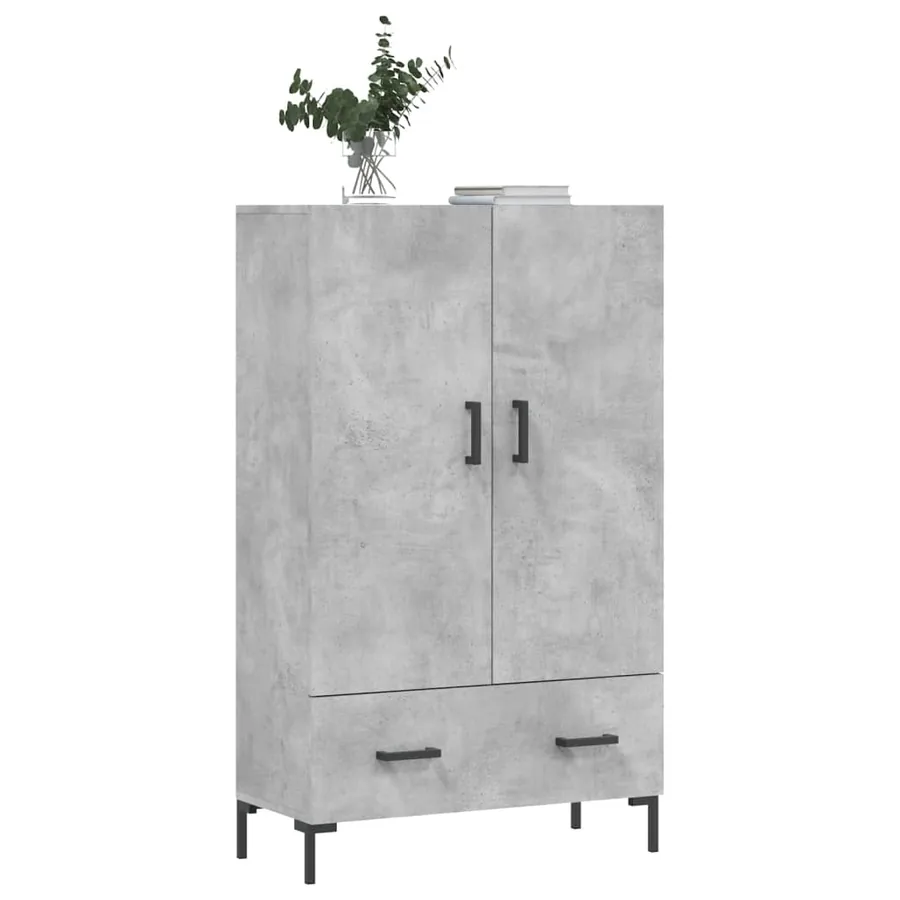 Buffet haut gris béton 69,5x31x115 cm bois d'ingénierie - 3