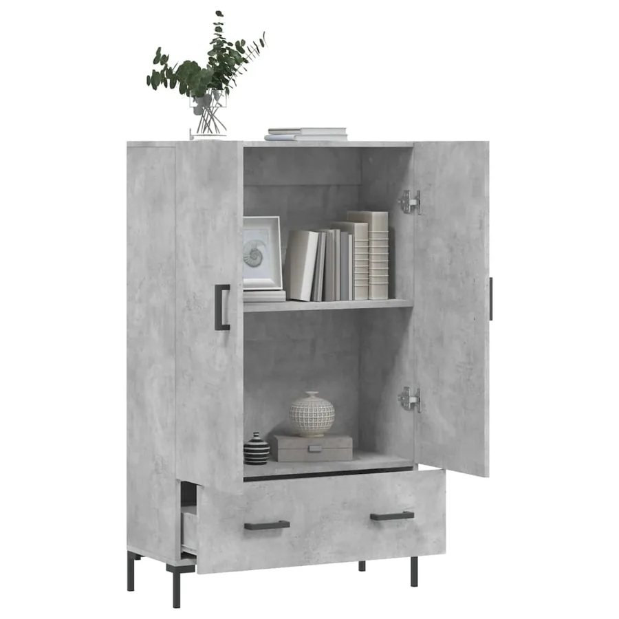 Buffet haut gris béton 69,5x31x115 cm bois d'ingénierie - 4