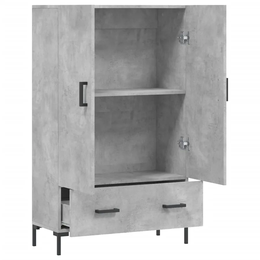 Buffet haut gris béton 69,5x31x115 cm bois d'ingénierie - 5