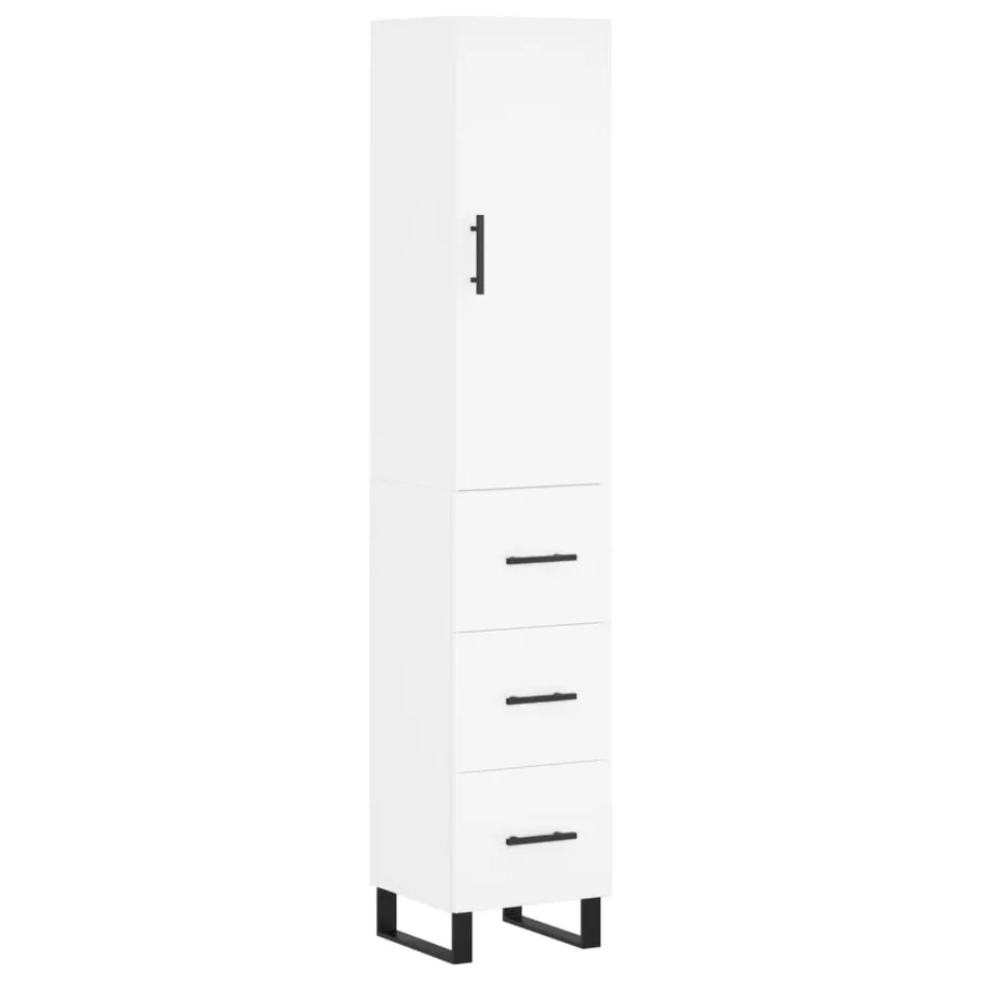 Buffet haut Blanc 34,5x34x180 cm Bois d'ingénierie - 2