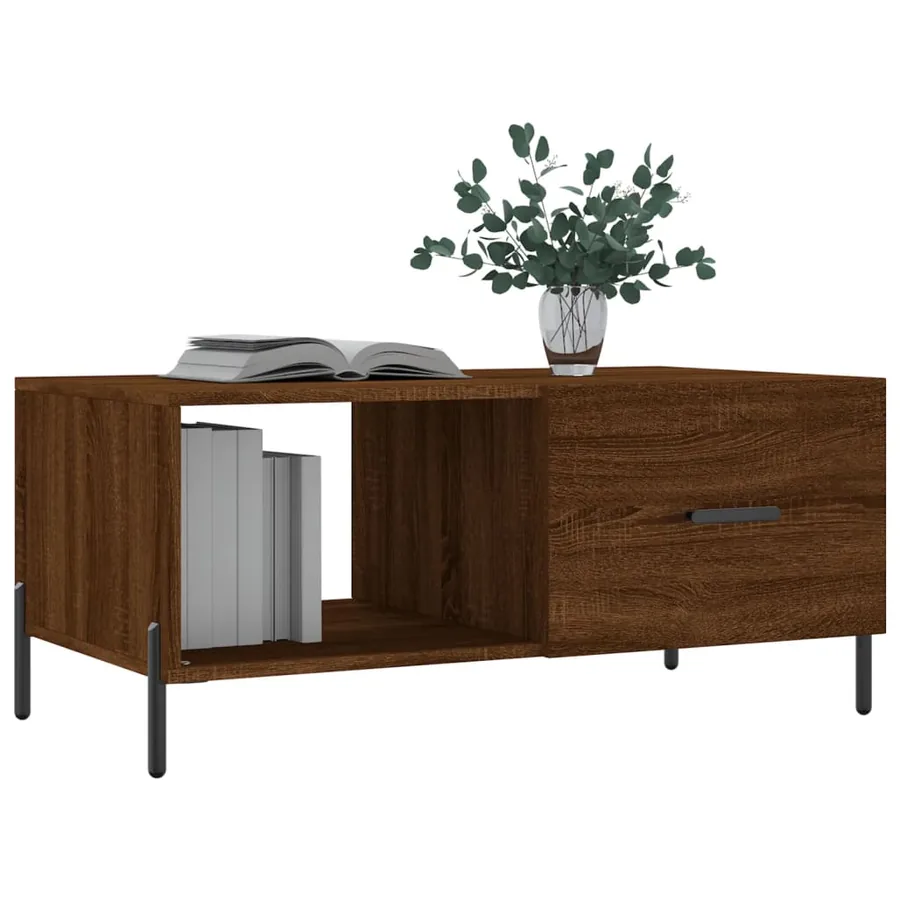 Table basse chêne marron 90x50x40 cm bois d'ingénierie - 3