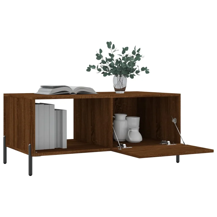 Table basse chêne marron 90x50x40 cm bois d'ingénierie - 4
