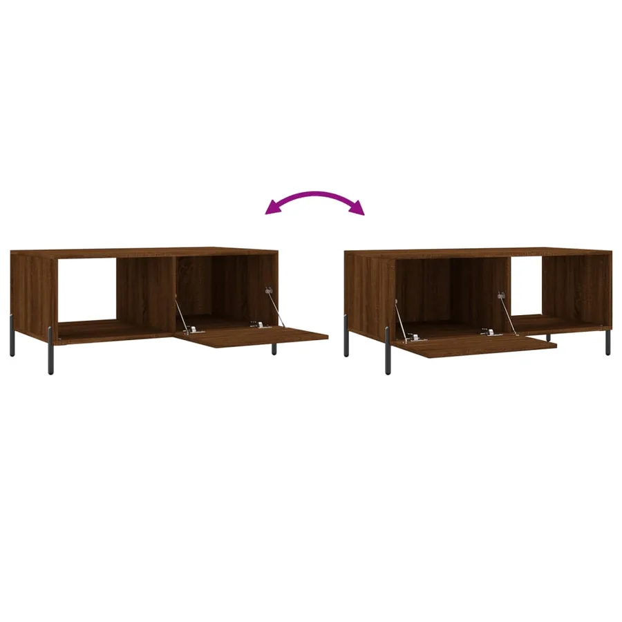 Table basse chêne marron 90x50x40 cm bois d'ingénierie - 9