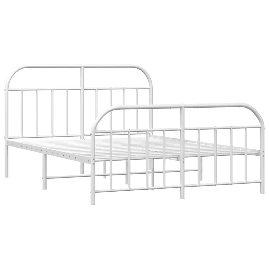 Cadre de lit métal sans matelas et pied de lit blanc 150x200 cm - 3