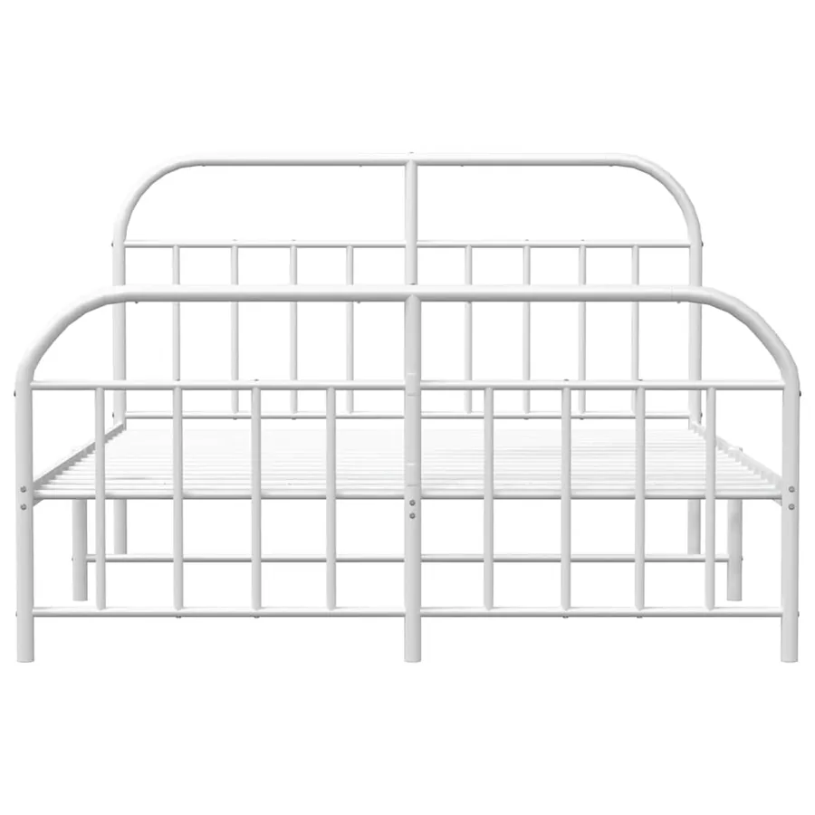 Cadre de lit métal sans matelas et pied de lit blanc 150x200 cm - 6