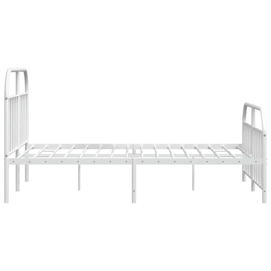 Cadre de lit métal sans matelas et pied de lit blanc 150x200 cm - 7