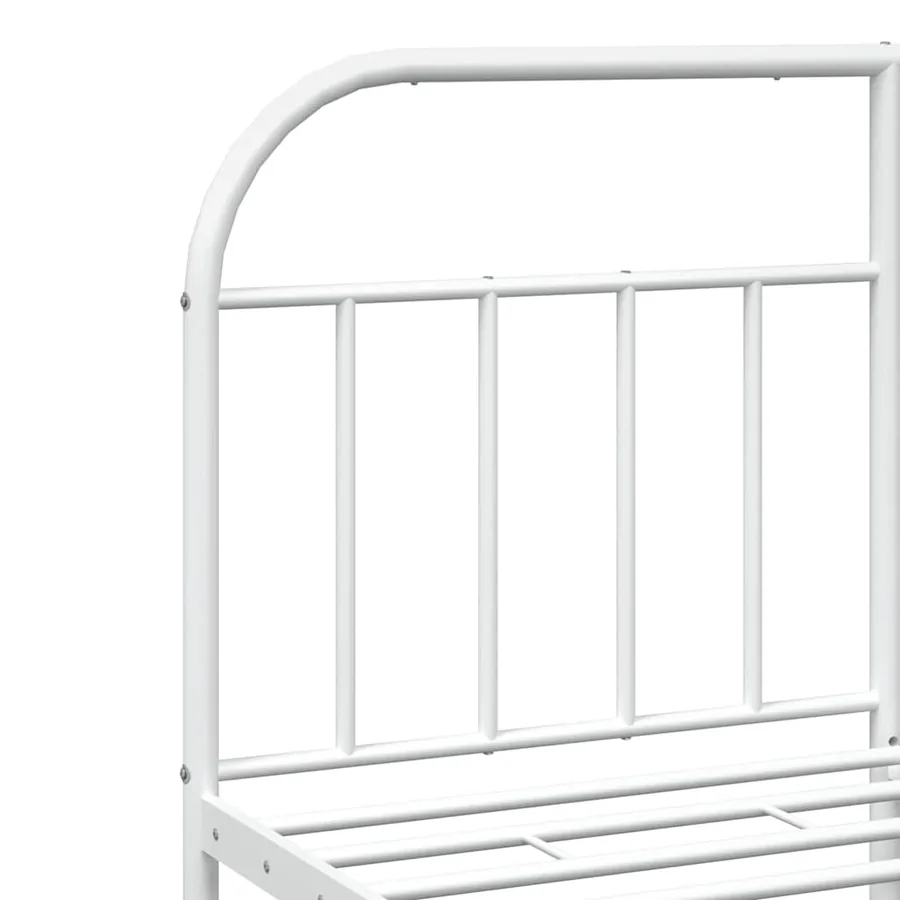 Cadre de lit métal sans matelas et pied de lit blanc 150x200 cm - 9
