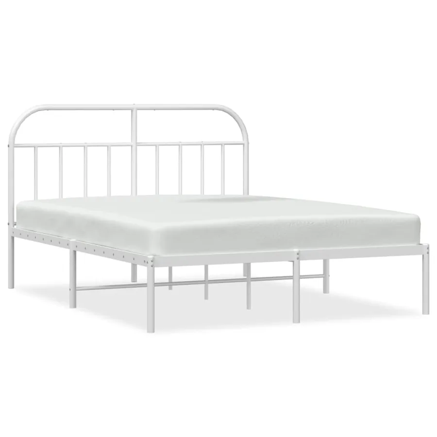 Cadre de lit métal sans matelas et tête de lit blanc 180x200 cm - 2