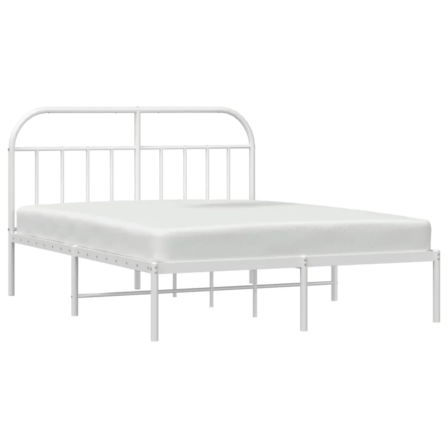 Cadre de lit métal sans matelas et tête de lit blanc 180x200 cm - 5