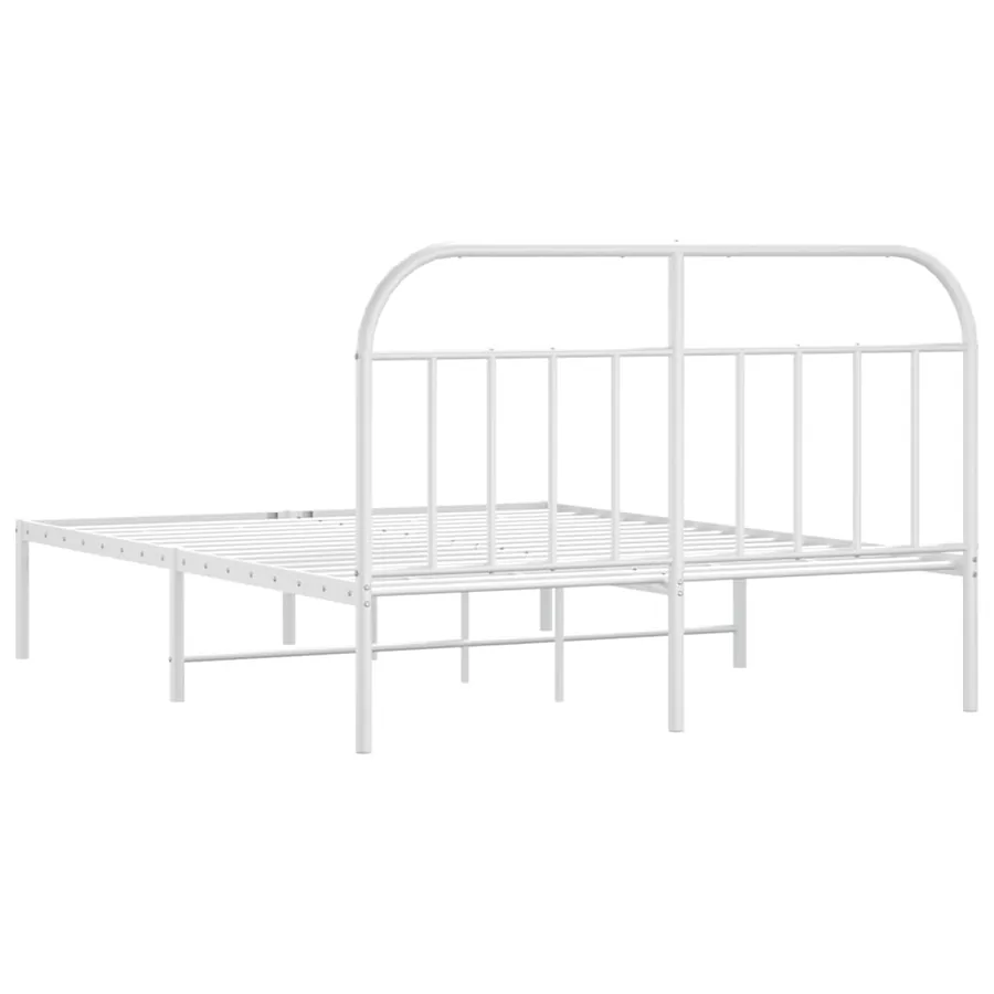 Cadre de lit métal sans matelas et tête de lit blanc 180x200 cm - 8