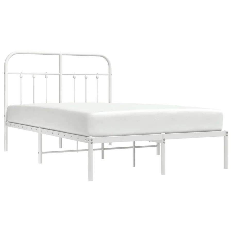 Cadre de lit métal sans matelas et tête de lit blanc 120x190 cm - 5