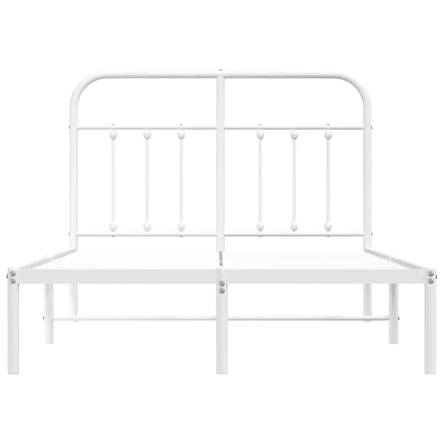 Cadre de lit métal sans matelas et tête de lit blanc 120x190 cm - 6