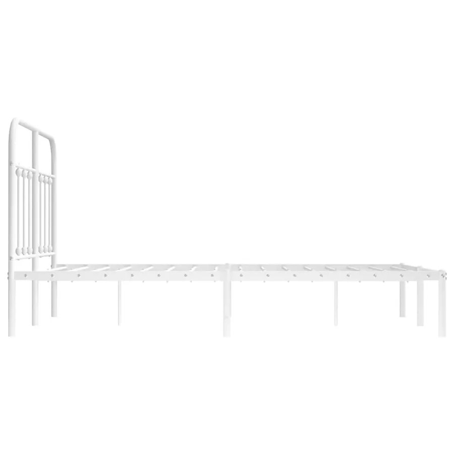 Cadre de lit métal sans matelas et tête de lit blanc 120x190 cm - 7