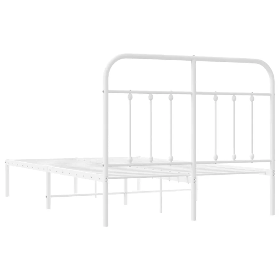 Cadre de lit métal sans matelas et tête de lit blanc 120x190 cm - 8