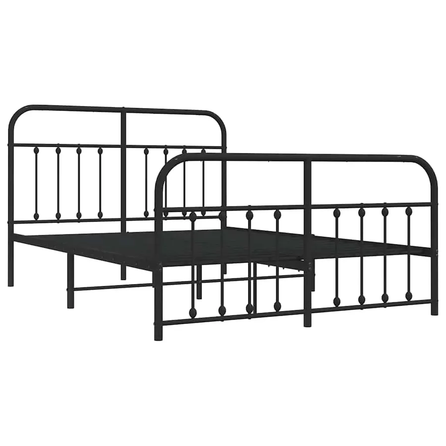 Cadre de lit métal sans matelas avec pied de lit noir 135x190cm - 4