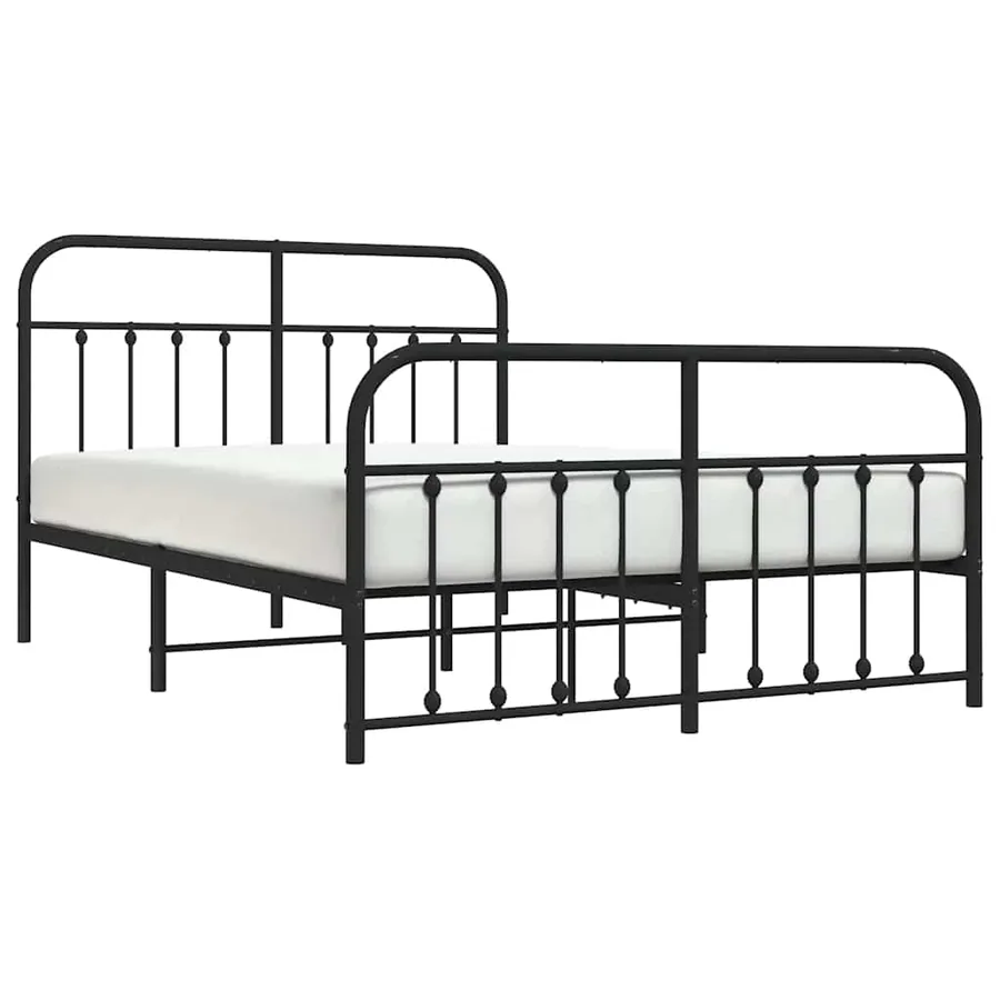 Cadre de lit métal sans matelas avec pied de lit noir 135x190cm - 5