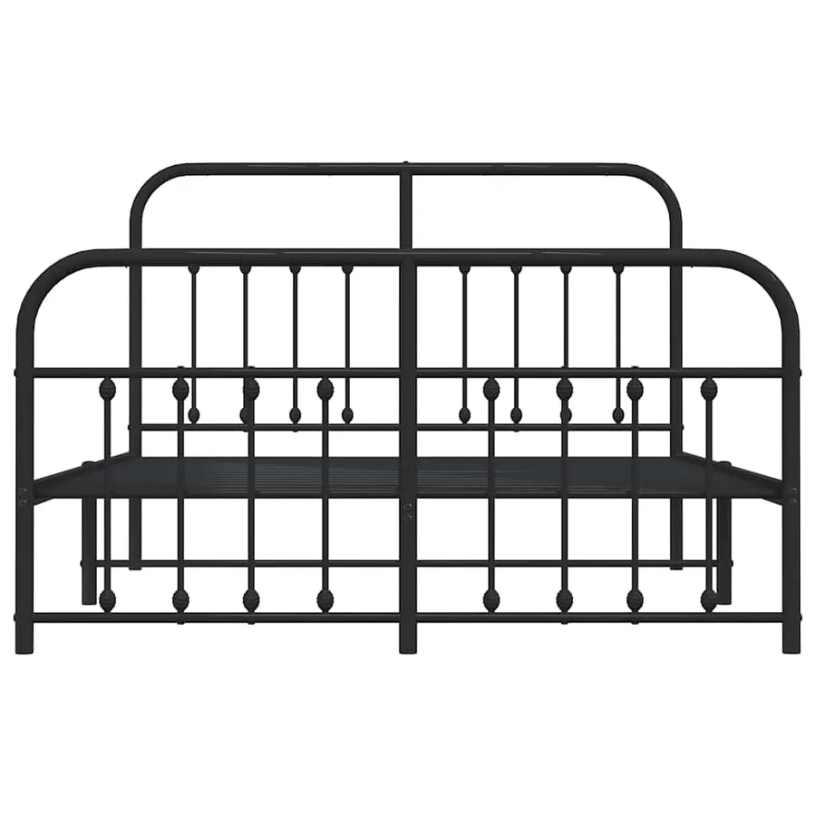 Cadre de lit métal sans matelas avec pied de lit noir 135x190cm - 6