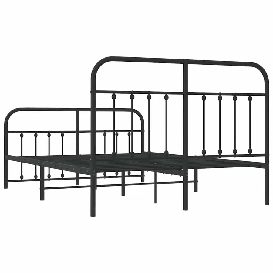 Cadre de lit métal sans matelas avec pied de lit noir 135x190cm - 8