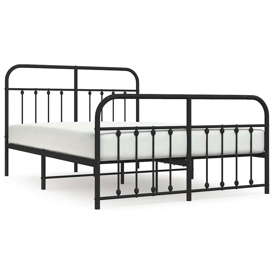 Cadre de lit métal sans matelas avec pied de lit noir 140x200cm - 2