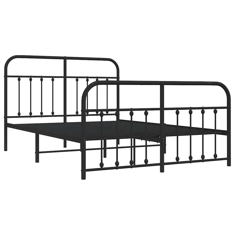 Cadre de lit métal sans matelas avec pied de lit noir 140x200cm - 3
