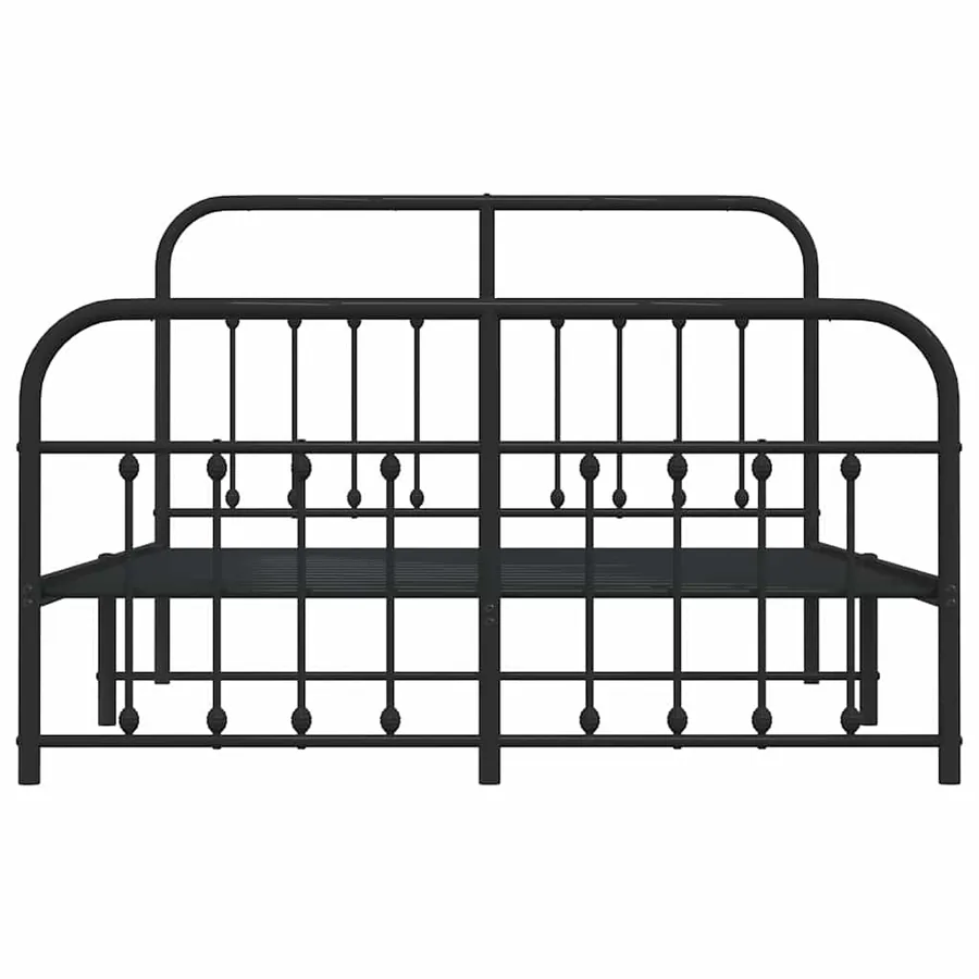 Cadre de lit métal sans matelas avec pied de lit noir 140x200cm - 6