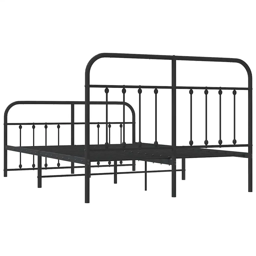 Cadre de lit métal sans matelas avec pied de lit noir 140x200cm - 8
