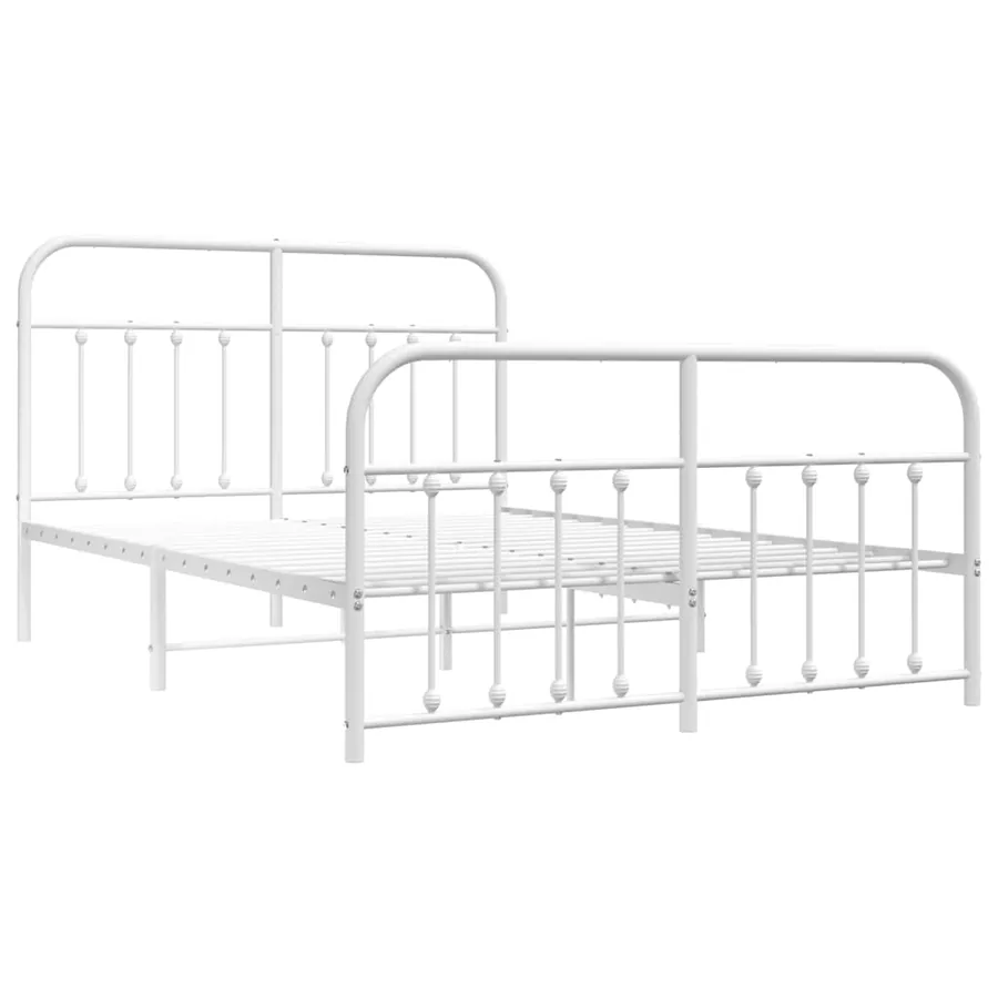 Cadre de lit métal sans matelas et pied de lit blanc 140x190 cm - 3
