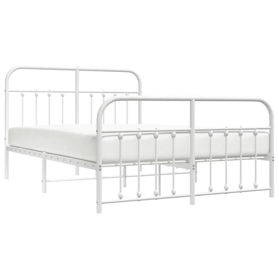 Cadre de lit métal sans matelas et pied de lit blanc 140x190 cm - 5