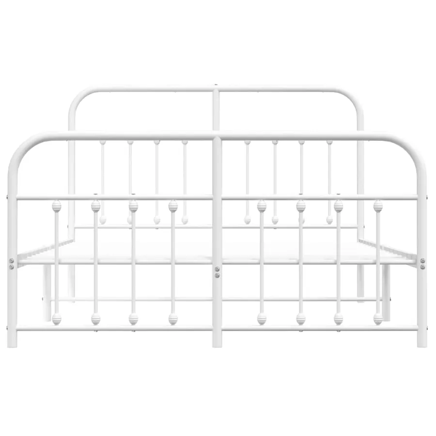 Cadre de lit métal sans matelas et pied de lit blanc 140x190 cm - 6